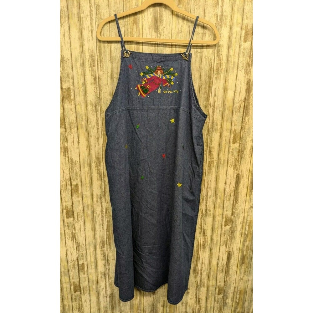 The Quacker Factory Denim Christmas Jumper Maxi Dress Angels Stars Teacher 20W